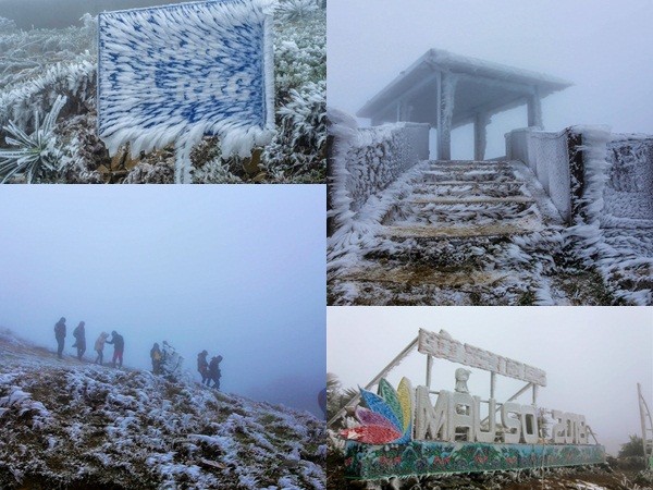 Băng tuyết trắng xóa đỉnh Mẫu Sơn