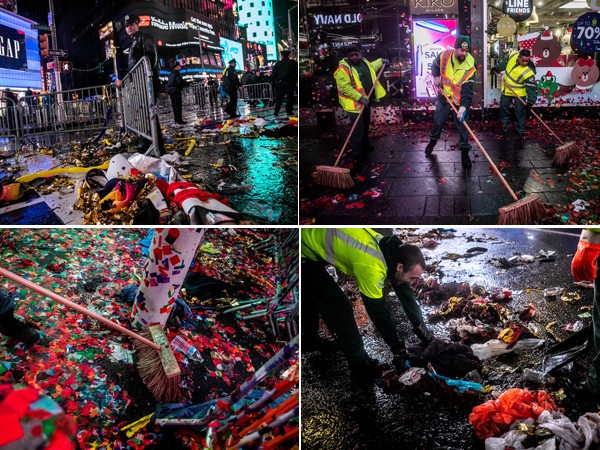 Mỹ: Quảng trường Thời đại ngập trong 50 tấn rác sau lễ đón năm mới