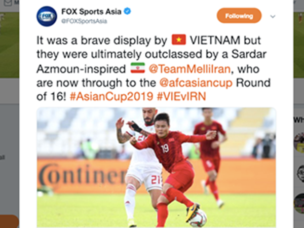Báo chí châu Á khen màn trình diễn quả cảm của tuyển Việt Nam