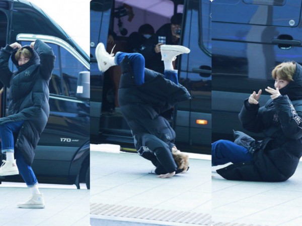 Giờ mới biết vì sao Suho (EXO) lại “làm trò con bò”, lộn nhào ngoài sân bay