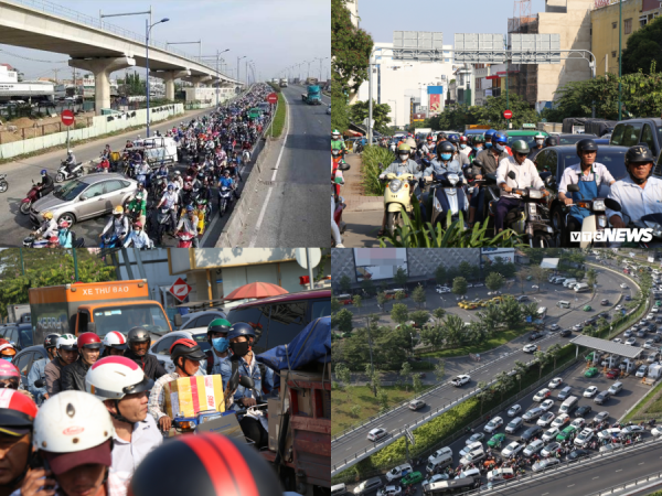 Cảnh tượng tắc đường kinh hoàng tại Sài Gòn ngày giáp Tết: Người và xe không còn chỗ trống