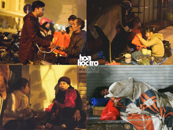Chùm ảnh: Giới trẻ Hà Nội mang hơi ấm Tết đến với người vô gia cư