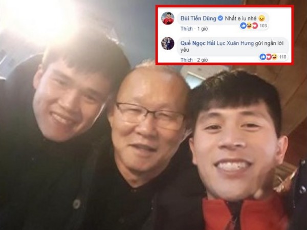 Các cầu thủ đội tuyển Việt Nam "GATO" với Đình Trọng, Xuân Hưng khi được HLV Park tới thăm