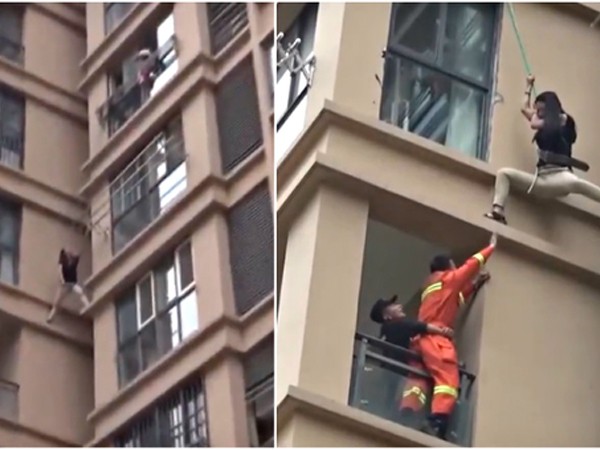 Trung Quốc: Cô gái liều lĩnh trèo từ tầng 6 chung cư ra ngoài để thoát khỏi bạn trai