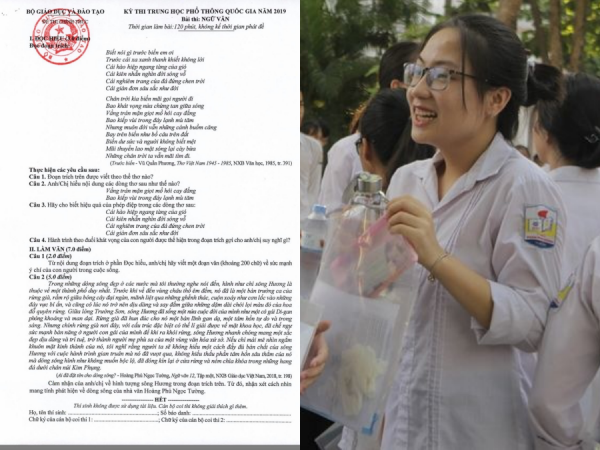 Xuất hiện bài thi đạt 9,25 điểm môn Ngữ văn kỳ thi THPT Quốc gia 2019