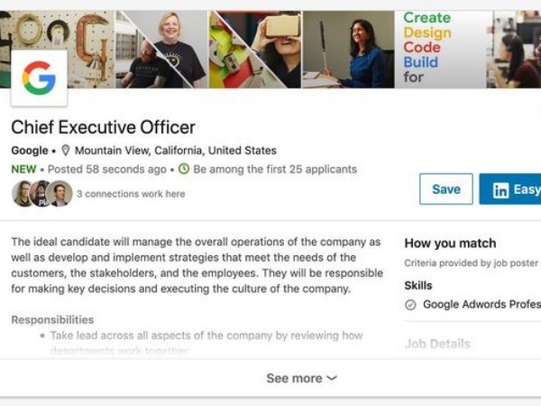 Google vừa đăng tuyển CEO nhưng sự thật phía sau khiến ai cũng bất ngờ