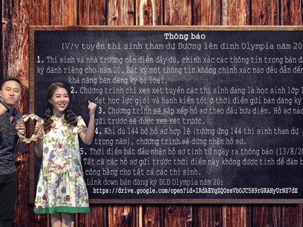 Thông báo tuyển thí sinh cuộc thi Olympia năm thứ 20 gây hoang mang
