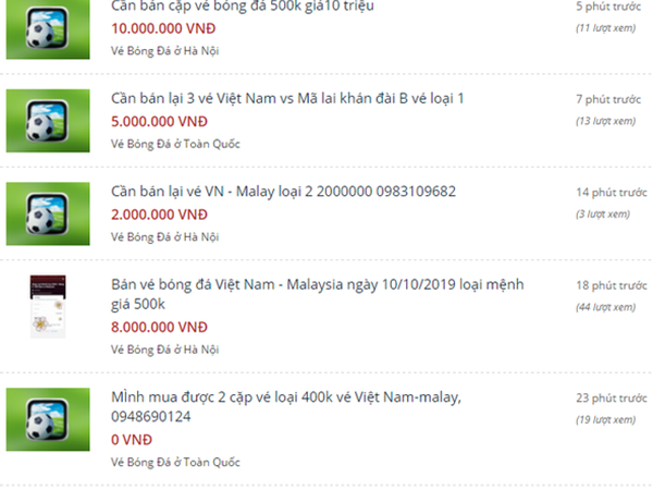 Giá vé chợ đen trận Việt Nam - Malaysia bị đẩy lên gấp… 10 lần