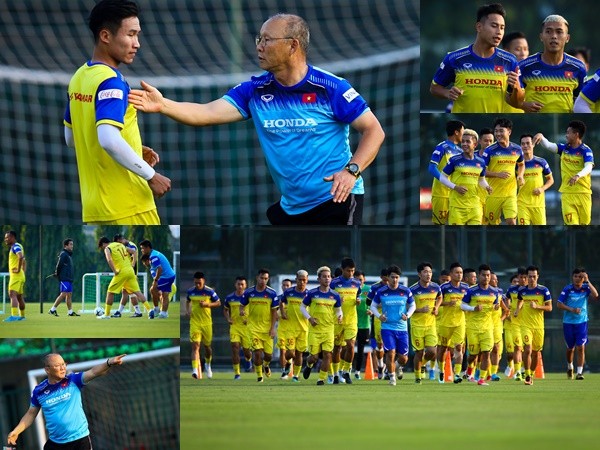 HLV Park huấn luyện hai đội tuyển trong một buổi chiều