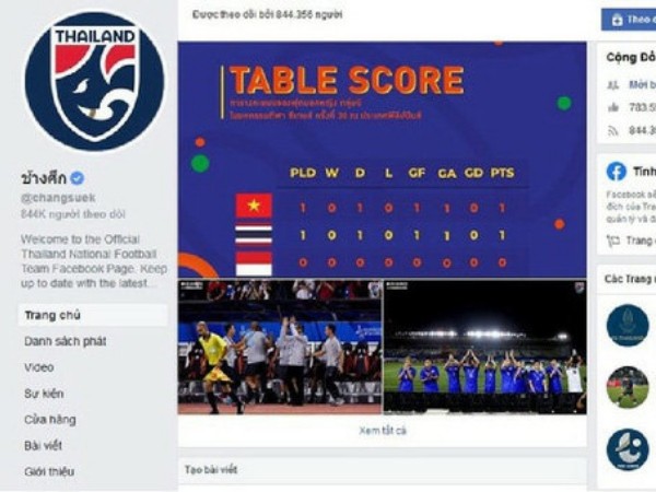 Fanpage bóng đá Thái Lan bất ngờ chặn người hâm mộ Việt Nam