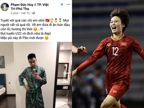 Quang Hải chúc mừng, Đức Huy muốn mời tuyển nữ Việt Nam đi ăn bún đậu