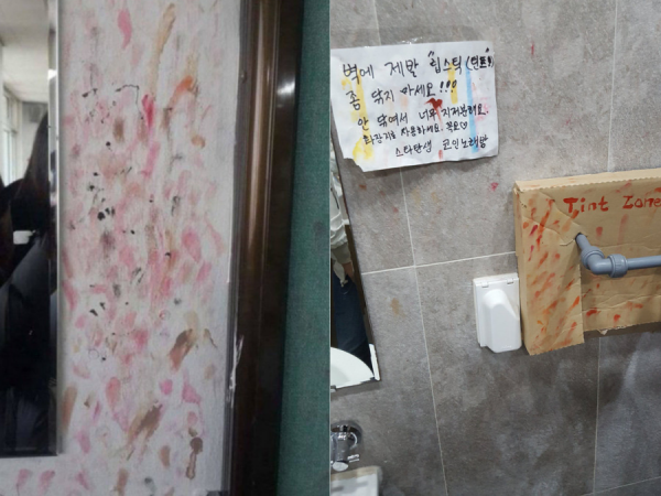 WC nữ tại các trường học dính chồng chéo vết son môi trên tường khiến nhiều người ngao ngán