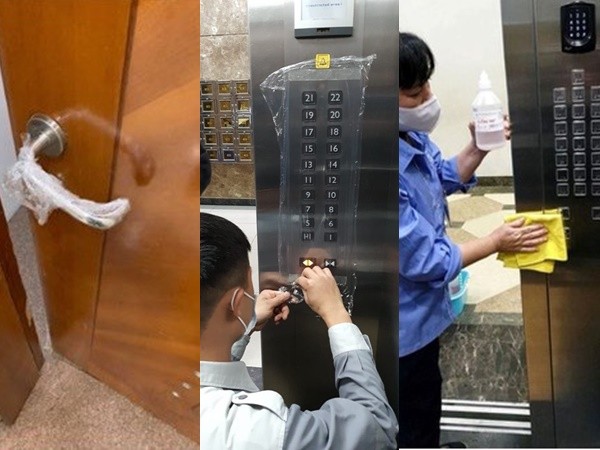 Chung cư Hà Nội thi nhau "dùng chiêu" bọc nilon chống dịch corona